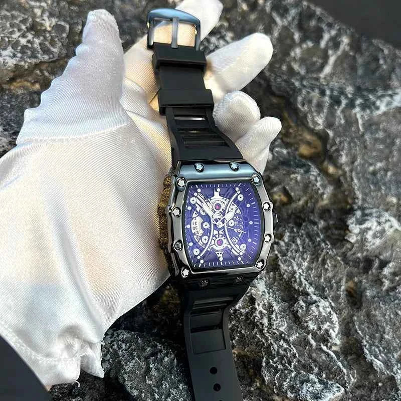 Men's Watch Light Luxury Brand Wine Barrel dial Fashionable Night Glow Sports Watch Calendar Clock Reloj L146 - Mountain ship