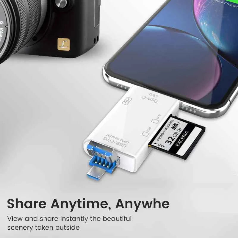 USB3.0 Card Reader 6 in 1 OTG Multifunction Type C Micro TF SD USB Card Reader Adapter Computer Laptop Tablet Phone Accessories - Mountain ship