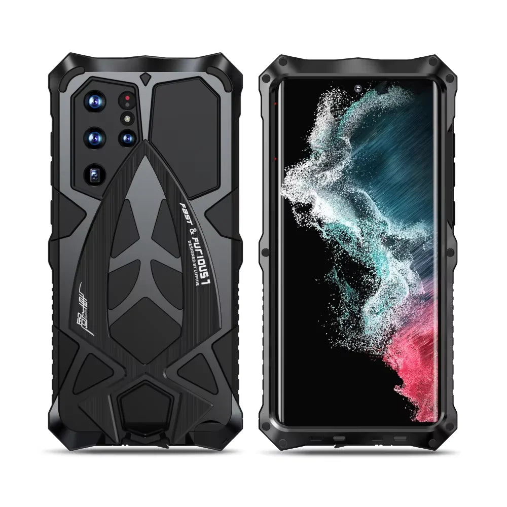 Luphie Metal Full Protect Armor Case For Samsung Galaxy S25 Ultra Phone Cover S24 23 S22Ultra S25 S24 Plus 5G Shockproof Fundas - Mountain ship