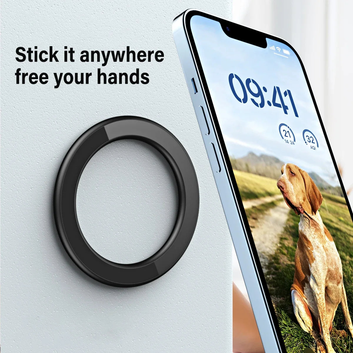Magnetic Ring Holder For iPhone 14 13 12 Magnet Wall Mobile Phone Holder Magnetic Magsafe Car Phone Stand Universal iPad Phone - Mountain ship