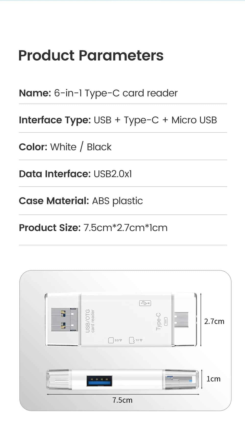 USB3.0 Card Reader 6 in 1 OTG Multifunction Type C Micro TF SD USB Card Reader Adapter Computer Laptop Tablet Phone Accessories - Mountain ship