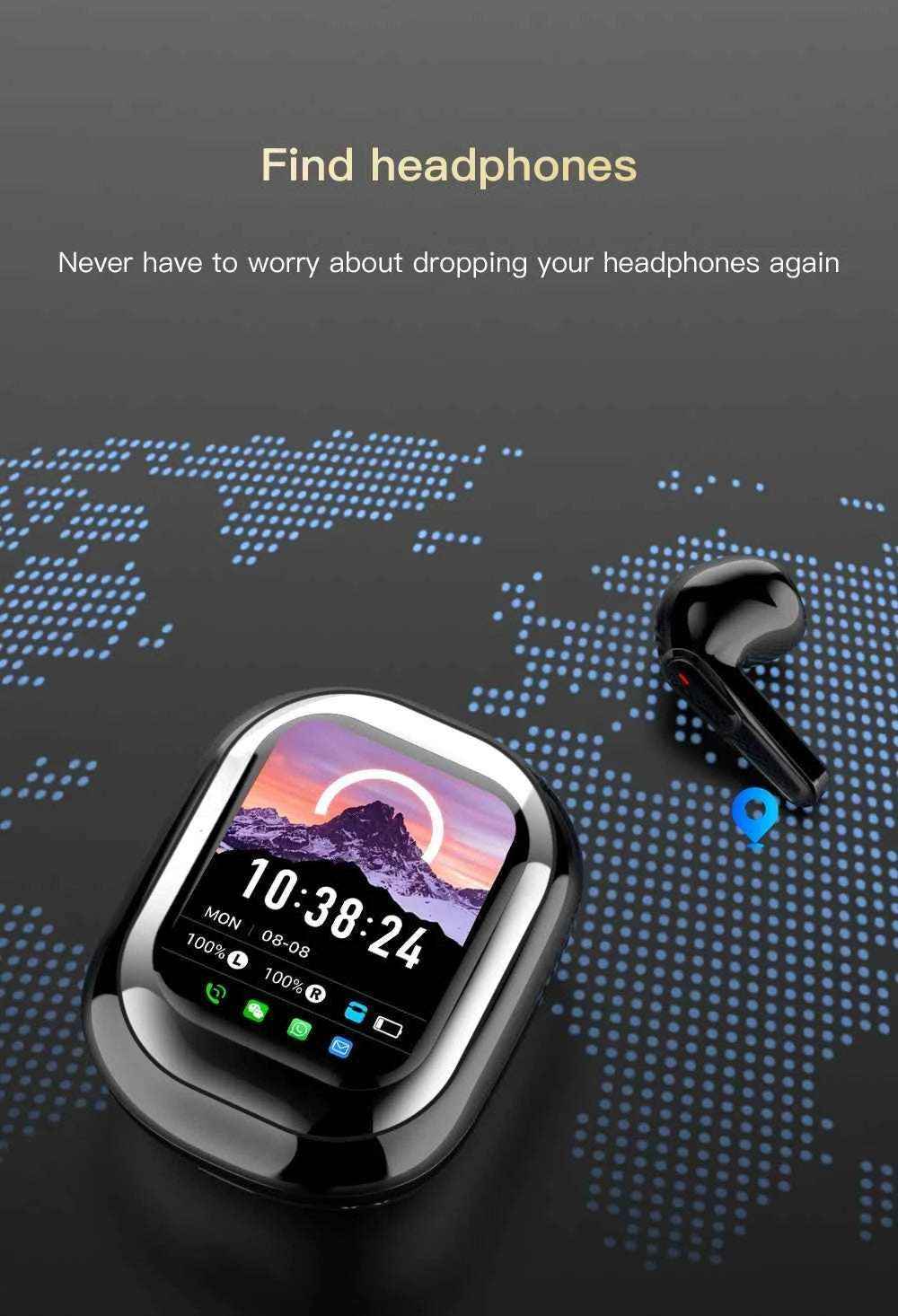 2025 AI Translation Earphones Wireless Bluetooth 5.4 2 Inch Smart Touch Screen Noise Cancellation IPX4 In-Ear Headset - Mountain ship