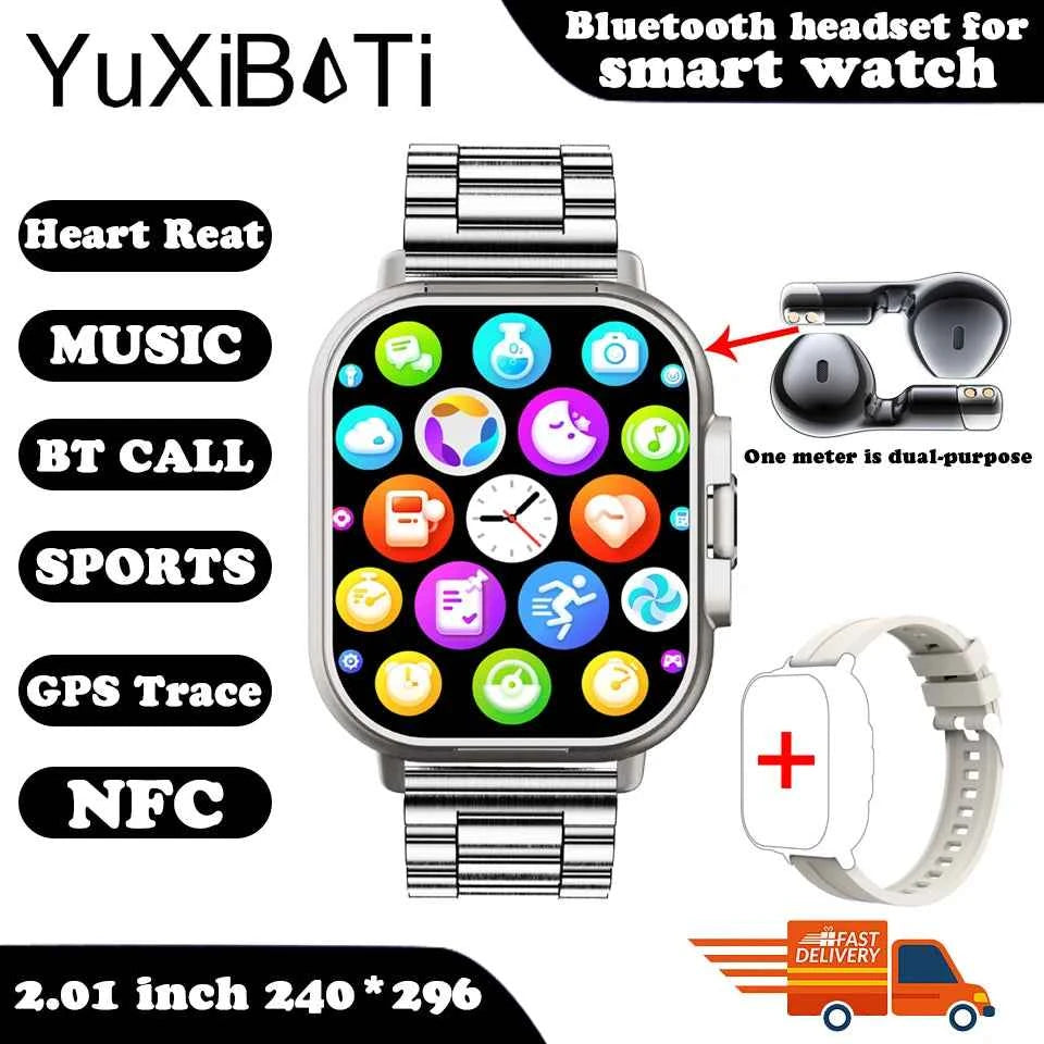 2024 Smart Watch 2 in 1 With Earphone Smartwatch Bluetooth Call Men Watch GPS Track Heart Rate Monitor Play Music SmartWatch - Mountain ship