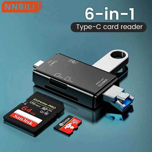 USB3.0 Card Reader 6 in 1 OTG Multifunction Type C Micro TF SD USB Card Reader Adapter Computer Laptop Tablet Phone Accessories - Mountain ship