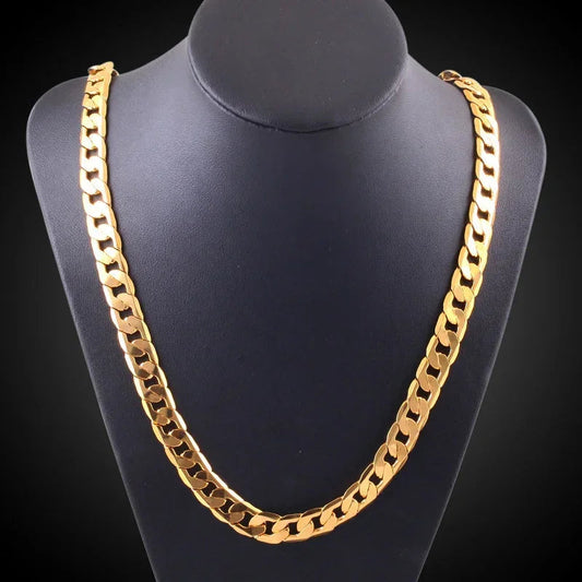 Special offer 18K gold Necklaces 925 Stamp Silver color Classic 8MM sideways chain for Men woman fine Jewelrys Wedding party - Mountain ship