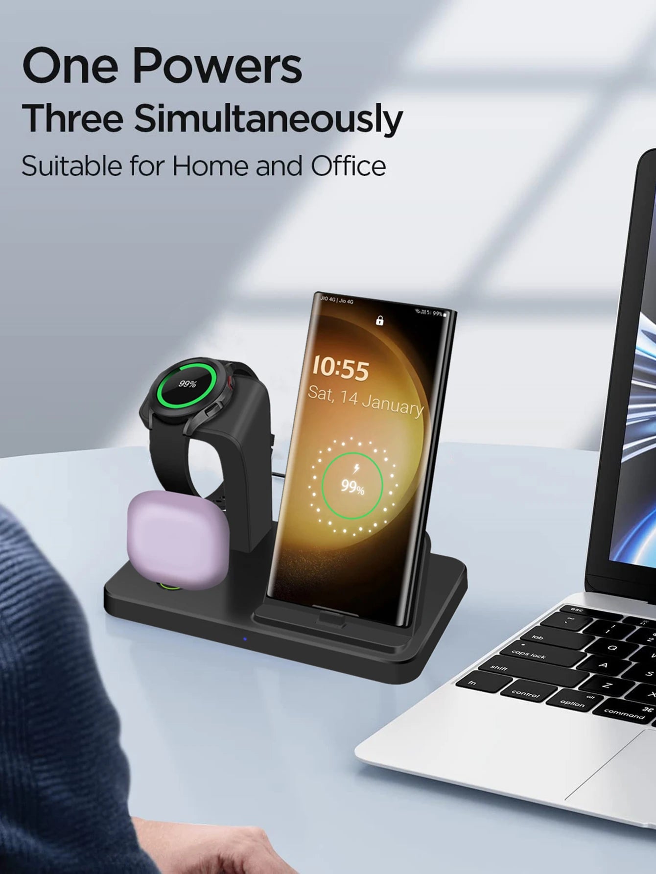 Charging Station for Samsung S23 S22 S21 Z Flip Fold 3 in 1 Type C Fast Wireless Charger Dock Stand For Galaxy Watch 5 Pro Buds - Mountain ship