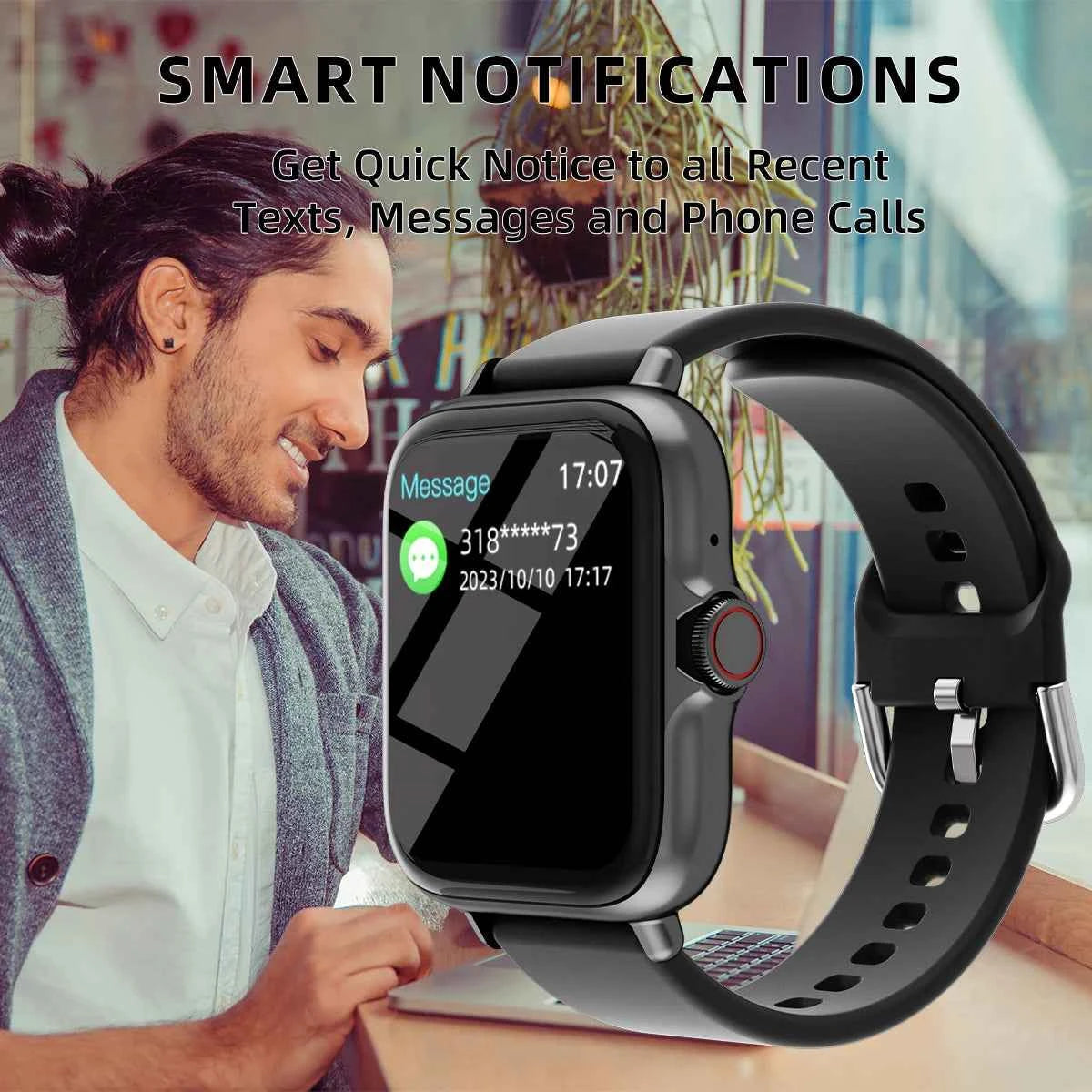 1.83'' Waterproof Smart Watch with Message Answer Call Sleep Monitoring Sports Pedometer Information Alerts For iPhone Android - Mountain ship