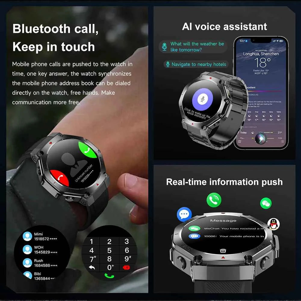 2025 New LED Smart Watch Men's HD AMOLED Bluetooth Call Waterproof Smartwatch Heart Rate Monitoring Women's Health Smart Watches - Mountain ship