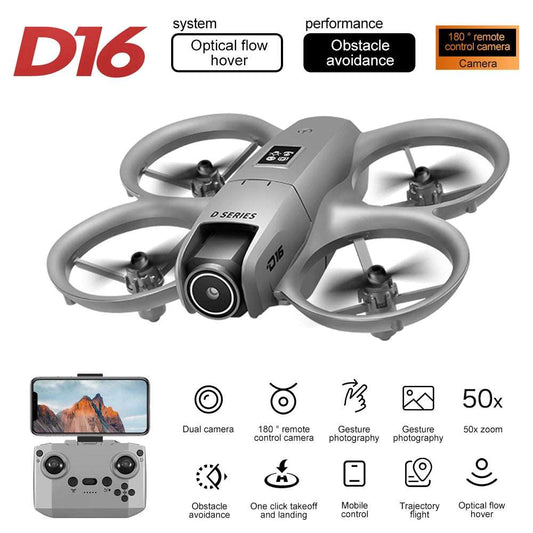 2025 D16 Mini Drone HD Camera 4K 1080P 180 ° Lens Dron Professional Obstacle Avoidance Optical Flow FPV Dron RC Quadcopter Toys - Mountain ship