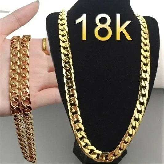 Special offer 18K gold Necklaces 925 Stamp Silver color Classic 8MM sideways chain for Men woman fine Jewelrys Wedding party - Mountain ship