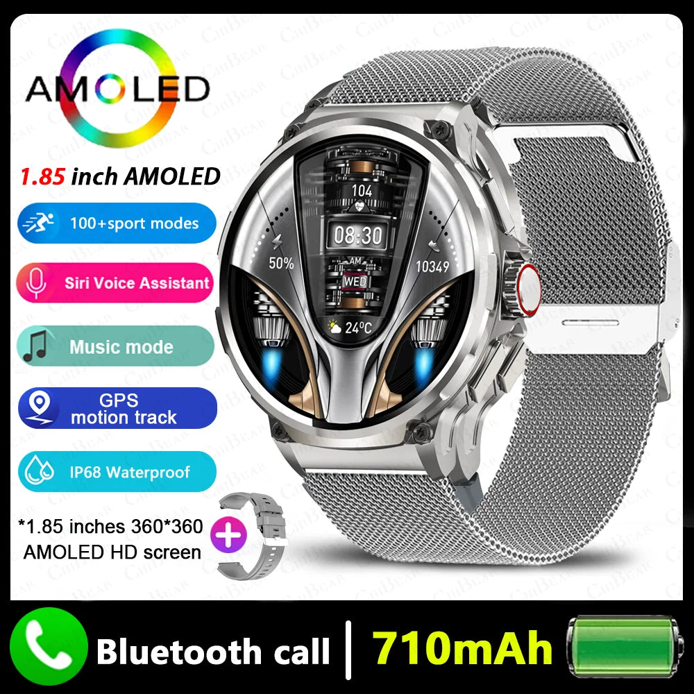 2024 New For Huawei Xiaomi Men GPS Track Smart Watch 1.85 Inch Ultra HD AMOLED Screen 710 Mah Battery Bluetooth Call Smartwatch - Mountain ship