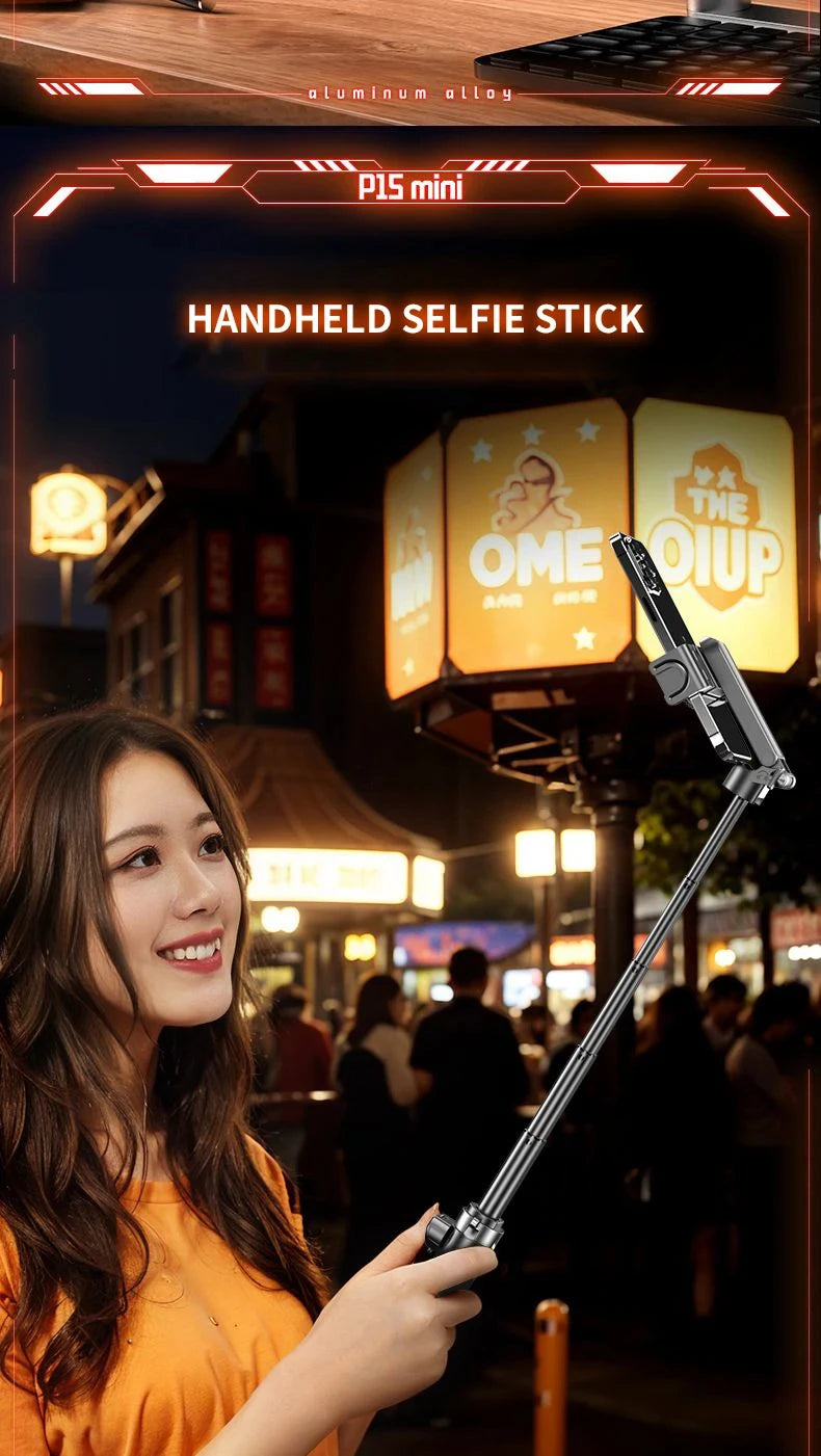 Newly Upgraded Design Mini Bluetooth Portable Telescopic Multifunctional Tripod Phone Selfie Stick - Mountain ship