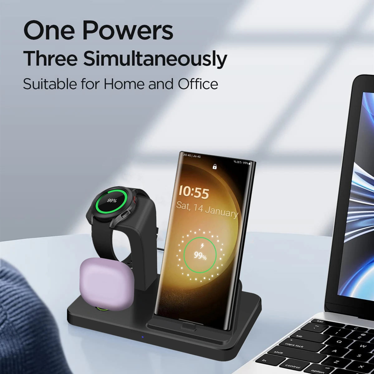 Charging Station for Samsung S23 S22 S21 Z Flip Fold 3 in 1 Type C Fast Wireless Charger Dock Stand For Galaxy Watch 5 Pro Buds - Mountain ship