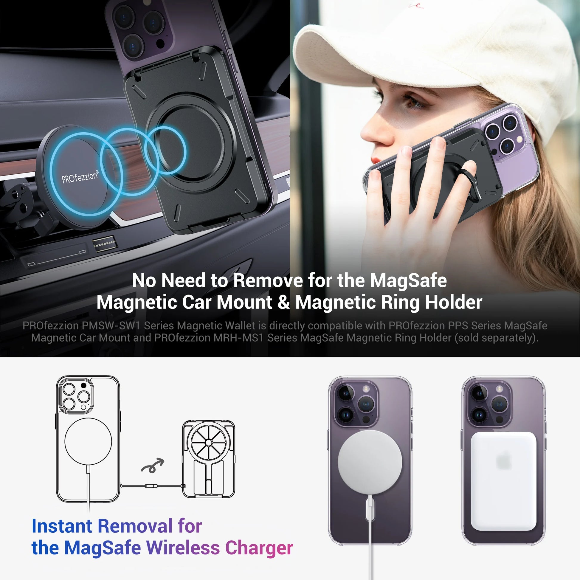 Magnetic Wallet & Card Holder with RFID Blocking Function for iPhone 16 15 14 Pro/ Pro Max/ 13 Pro Max/ 13 12 Pro MagSafe Wallet - Mountain ship