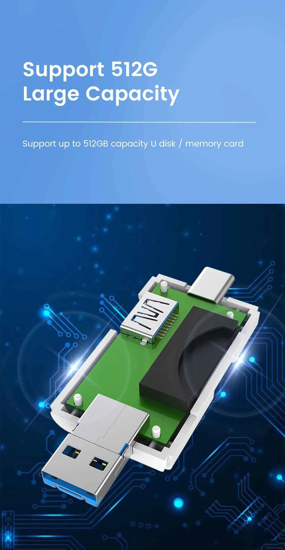 USB3.0 Card Reader 6 in 1 OTG Multifunction Type C Micro TF SD USB Card Reader Adapter Computer Laptop Tablet Phone Accessories - Mountain ship