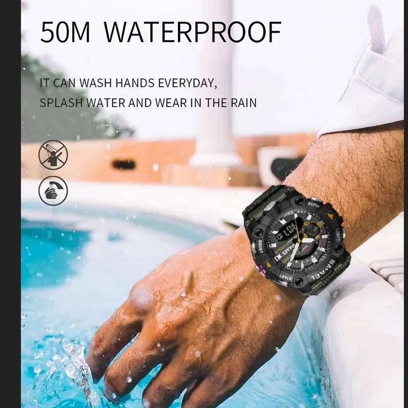 SMAEL Fashion Sport Watches Men Shock Resistant 50M Waterproof Wristwatch LED Alarm Stopwatch Clock Military 8040 Men Watch - Mountain ship