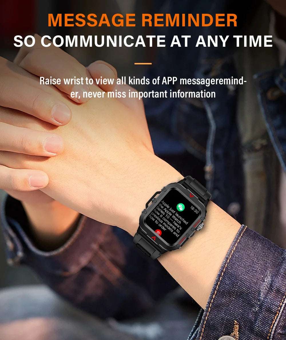 LAXASFIT 2024 Outdoor Military Men's Smart Watch Bluetooth Talk Sports Heart Rate Monitor Smart Watch Android IOS - Mountain ship