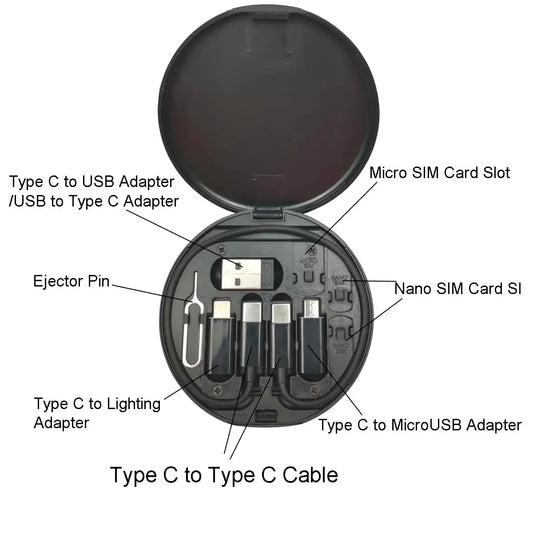 Multifunctional USB Data Cable Set Storage Box with Multi USB Charging Adapter Cable Kit Usb To Type C Usb Adapter - Mountain ship