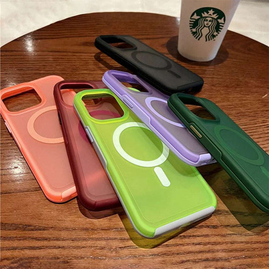 Magnetic For Magsafe Wireless Charging Case For iPhone 16 15 11 12 13 14 Pro Max XR XS 7 8 Plus SE Solid Color Shockproof Cover - Mountain ship