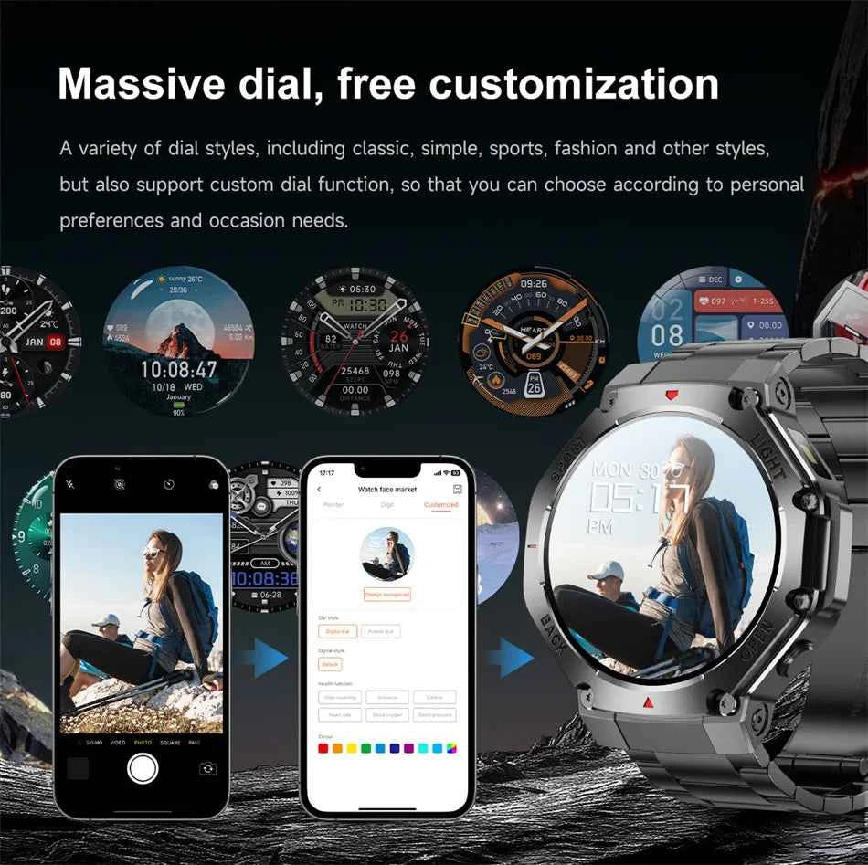 2025 New LED Smart Watch Men's HD AMOLED Bluetooth Call Waterproof Smartwatch Heart Rate Monitoring Women's Health Smart Watches - Mountain ship