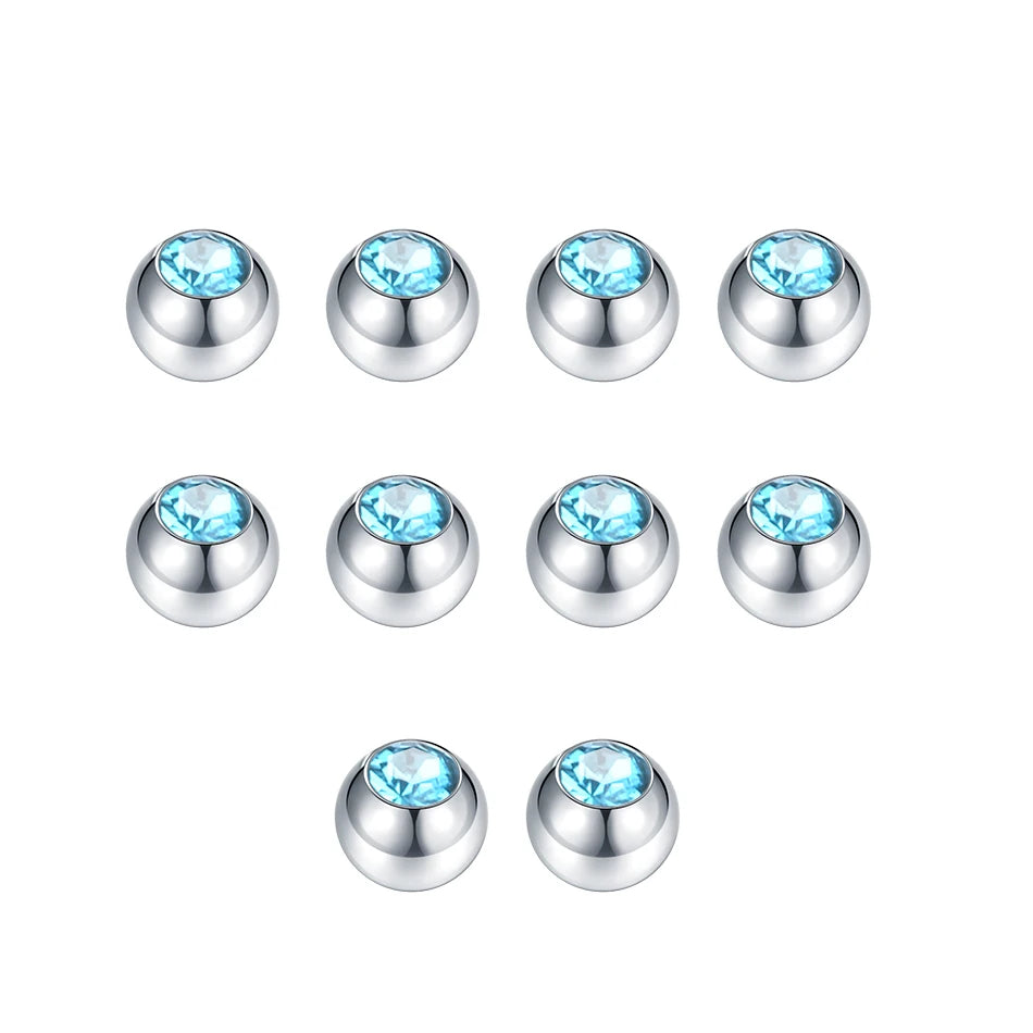10pcs/lot Steel CZ Gem Replacement Spare Balls Labret Tongue Ring Ear Belly Eyebrow Piercing Attachment 16G 14G DIY Body Jewelry - Mountain ship