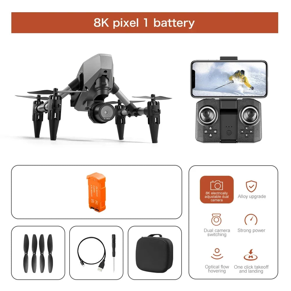 XD1 Pro Mini Dron with 8K Dual Camera WIFI Alloy Anti-drop Optical Flow Positioning Quadcopter Remote Control Gift RC Toy - Mountain ship