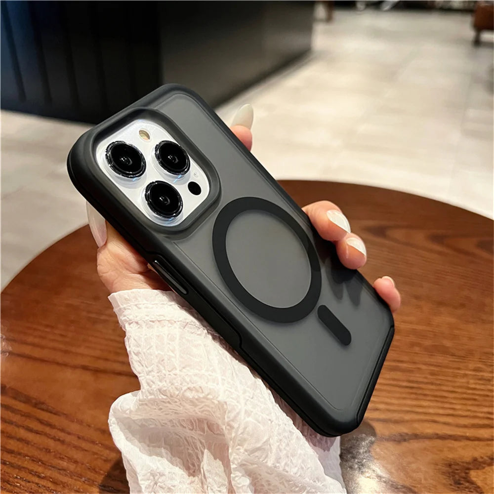 Magnetic For Magsafe Wireless Charging Case For iPhone 16 15 11 12 13 14 Pro Max XR XS 7 8 Plus SE Solid Color Shockproof Cover - Mountain ship