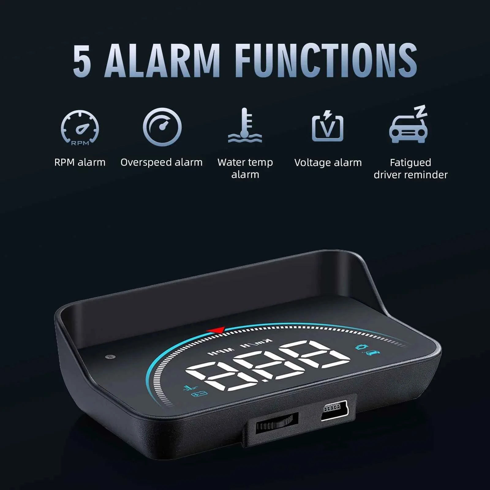 Car HUD Head Up Display OBD Speedometer Windshield Projector Smart Digital Water Temp Voltage Speed Meter With Overspeed Warning - Mountain ship