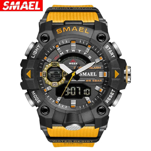 SMAEL Fashion Sport Watches Men Shock Resistant 50M Waterproof Wristwatch LED Alarm Stopwatch Clock Military 8040 Men Watch - Mountain ship