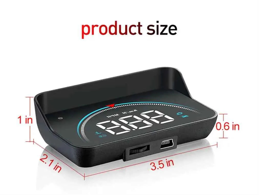 Car HUD Head Up Display OBD Speedometer Windshield Projector Smart Digital Water Temp Voltage Speed Meter With Overspeed Warning - Mountain ship