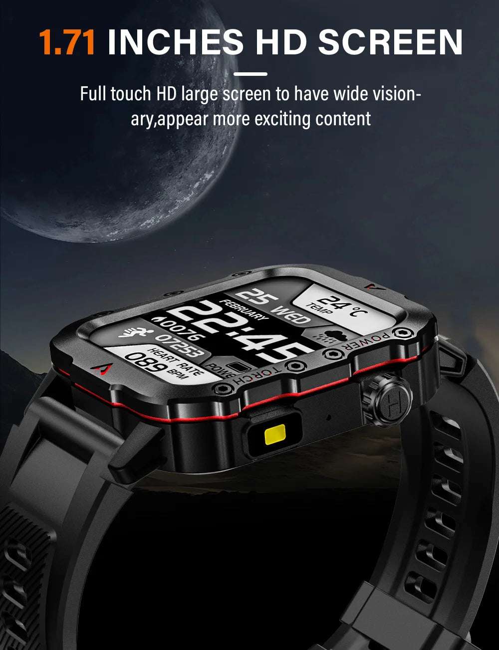 LAXASFIT 2024 Outdoor Military Men's Smart Watch Bluetooth Talk Sports Heart Rate Monitor Smart Watch Android IOS - Mountain ship