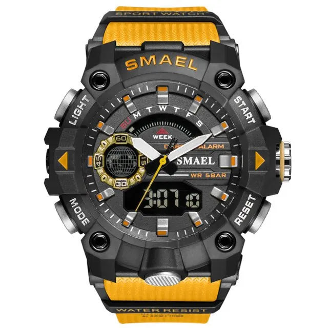 SMAEL Fashion Sport Watches Men Shock Resistant 50M Waterproof Wristwatch LED Alarm Stopwatch Clock Military 8040 Men Watch - Mountain ship