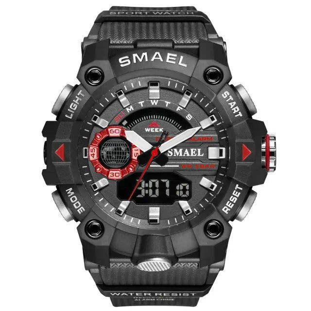 SMAEL Fashion Sport Watches Men Shock Resistant 50M Waterproof Wristwatch LED Alarm Stopwatch Clock Military 8040 Men Watch - Mountain ship