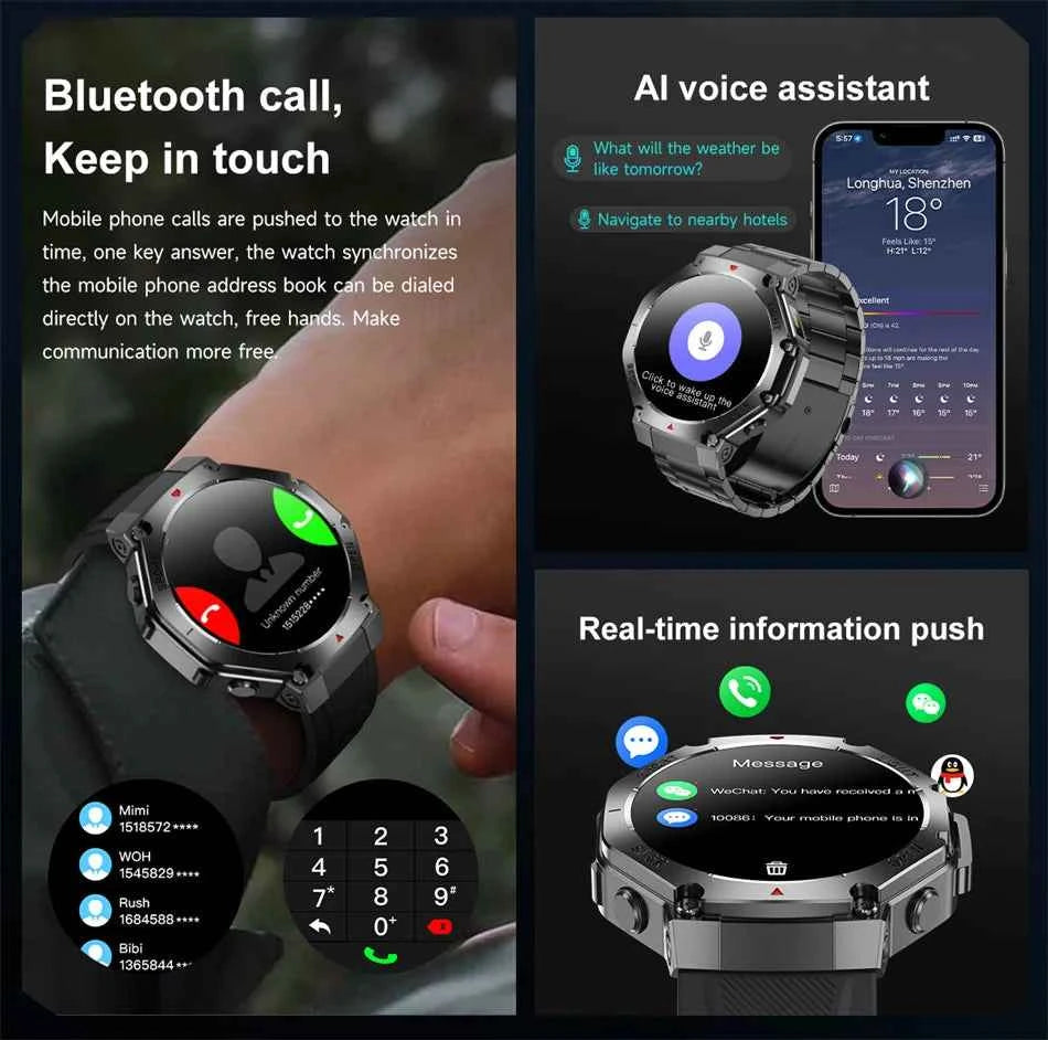 2025 New LED Smart Watch Men's HD AMOLED Bluetooth Call Waterproof Smartwatch Heart Rate Monitoring Women's Health Smart Watches - Mountain ship