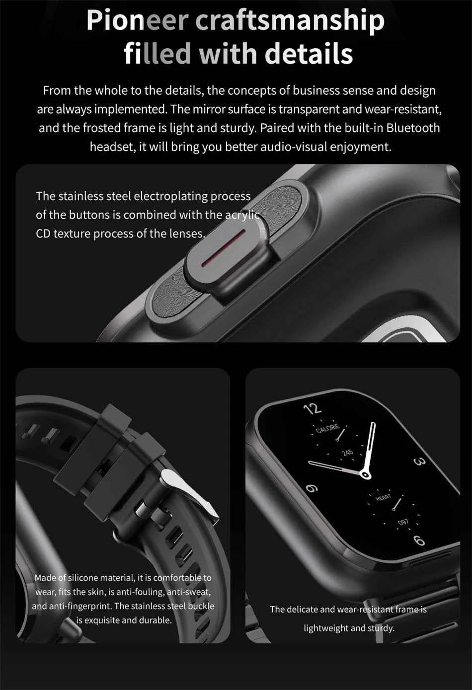 2024 Smart Watch 2 in 1 With Earphone Smartwatch Bluetooth Call Men Watch GPS Track Heart Rate Monitor Play Music SmartWatch - Mountain ship