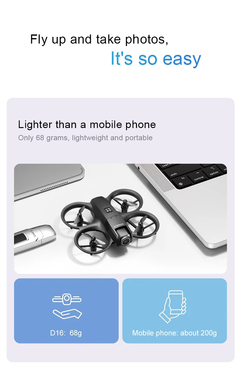 2025 D16 Mini Drone HD Camera 4K 1080P 180 ° Lens Dron Professional Obstacle Avoidance Optical Flow FPV Dron RC Quadcopter Toys - Mountain ship