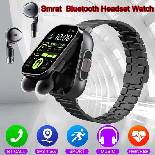 2024 Smart Watch 2 in 1 With Earphone Smartwatch Bluetooth Call Men Watch GPS Track Heart Rate Monitor Play Music SmartWatch - Mountain ship