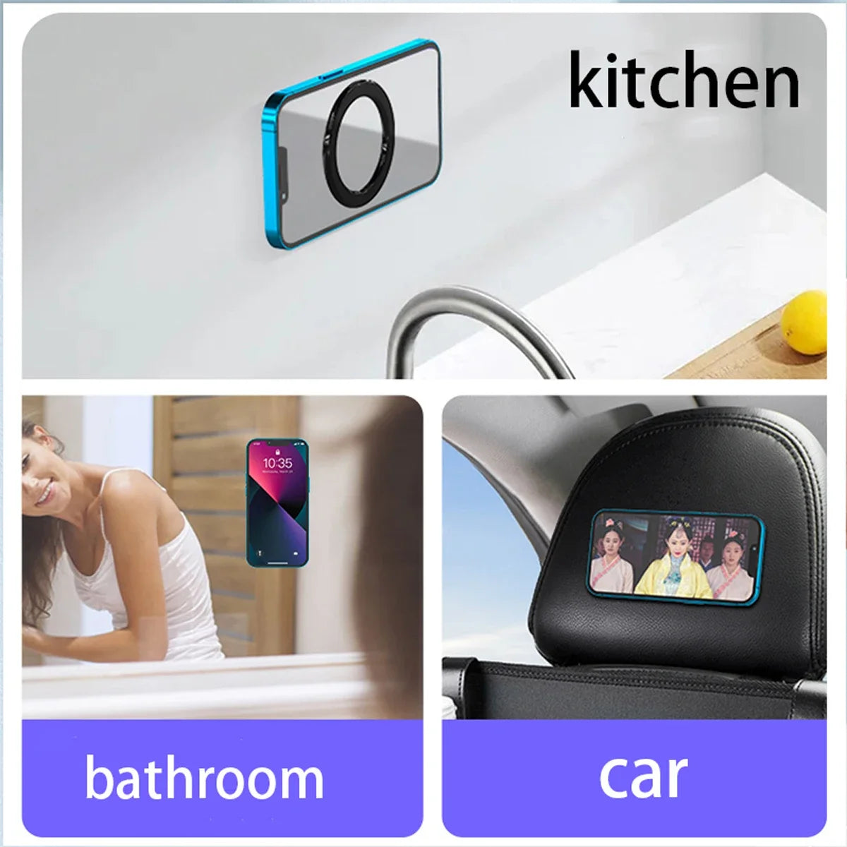 Magnetic Ring Holder For iPhone 14 13 12 Magnet Wall Mobile Phone Holder Magnetic Magsafe Car Phone Stand Universal iPad Phone - Mountain ship