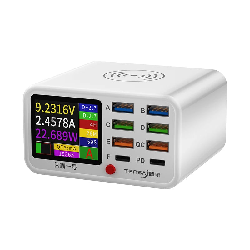 Multi functional 8-port USB Wireless Fast Charging Station Visual Current Detection Charger For Mobile Phone iPad Flash Charging - Mountain ship