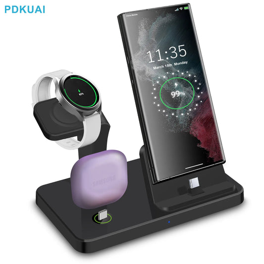 Charging Station for Samsung S23 S22 S21 Z Flip Fold 3 in 1 Type C Fast Wireless Charger Dock Stand For Galaxy Watch 5 Pro Buds - Mountain ship