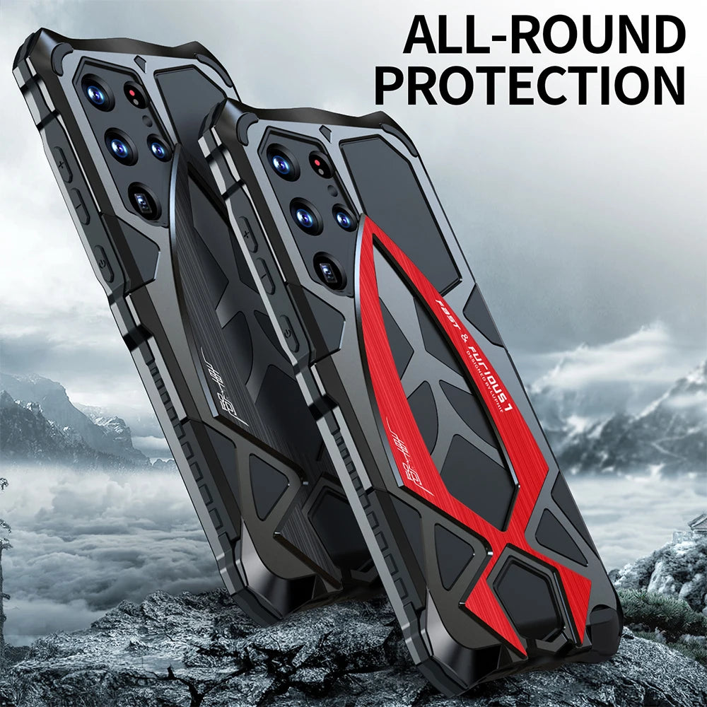 Luphie Metal Full Protect Armor Case For Samsung Galaxy S25 Ultra Phone Cover S24 23 S22Ultra S25 S24 Plus 5G Shockproof Fundas - Mountain ship