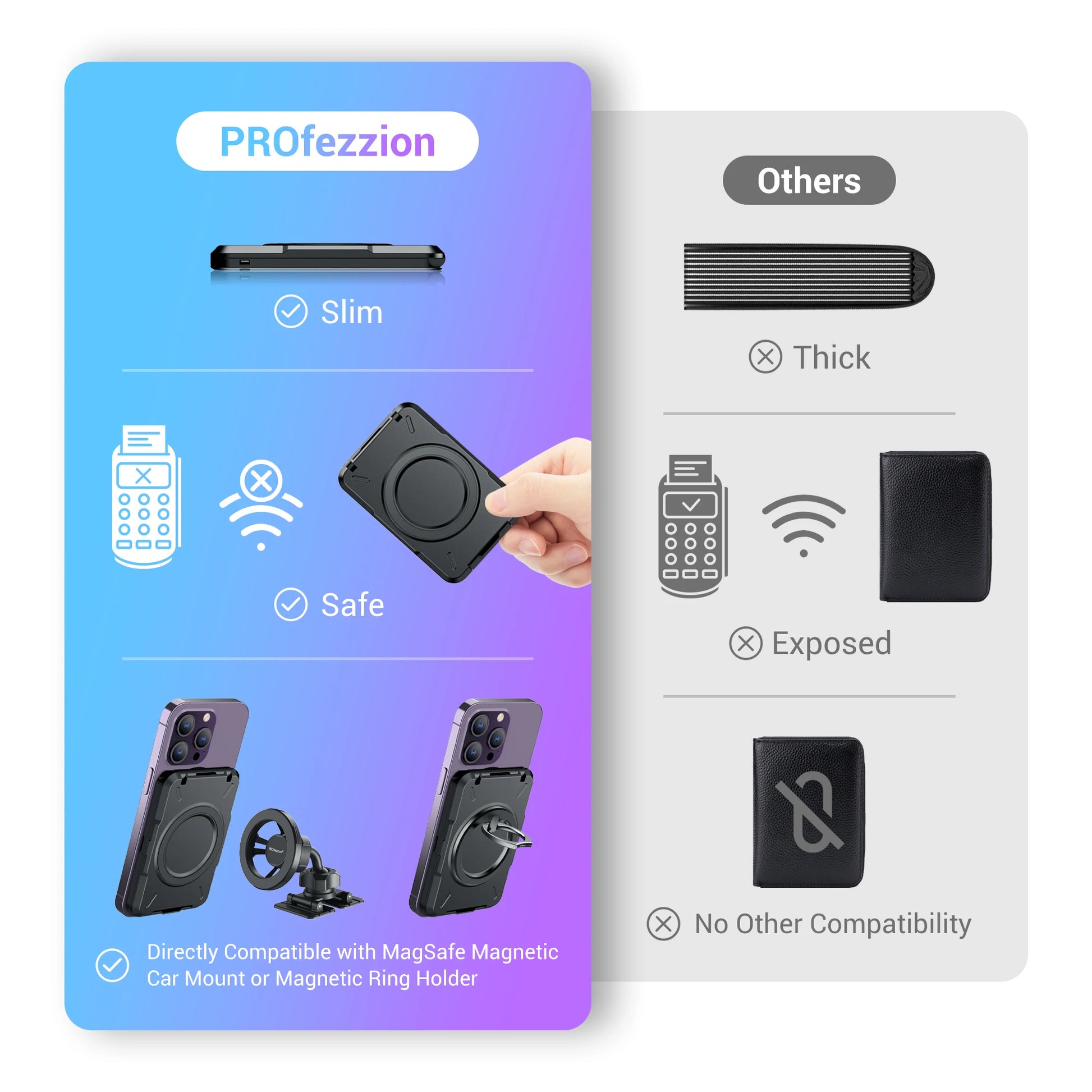 Magnetic Wallet & Card Holder with RFID Blocking Function for iPhone 16 15 14 Pro/ Pro Max/ 13 Pro Max/ 13 12 Pro MagSafe Wallet - Mountain ship