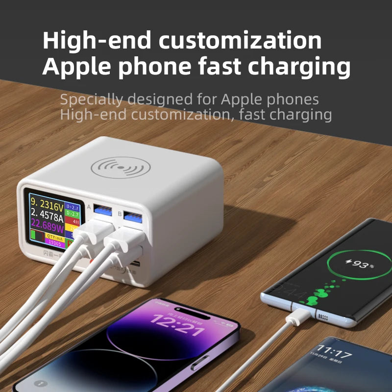 Multi functional 8-port USB Wireless Fast Charging Station Visual Current Detection Charger For Mobile Phone iPad Flash Charging - Mountain ship