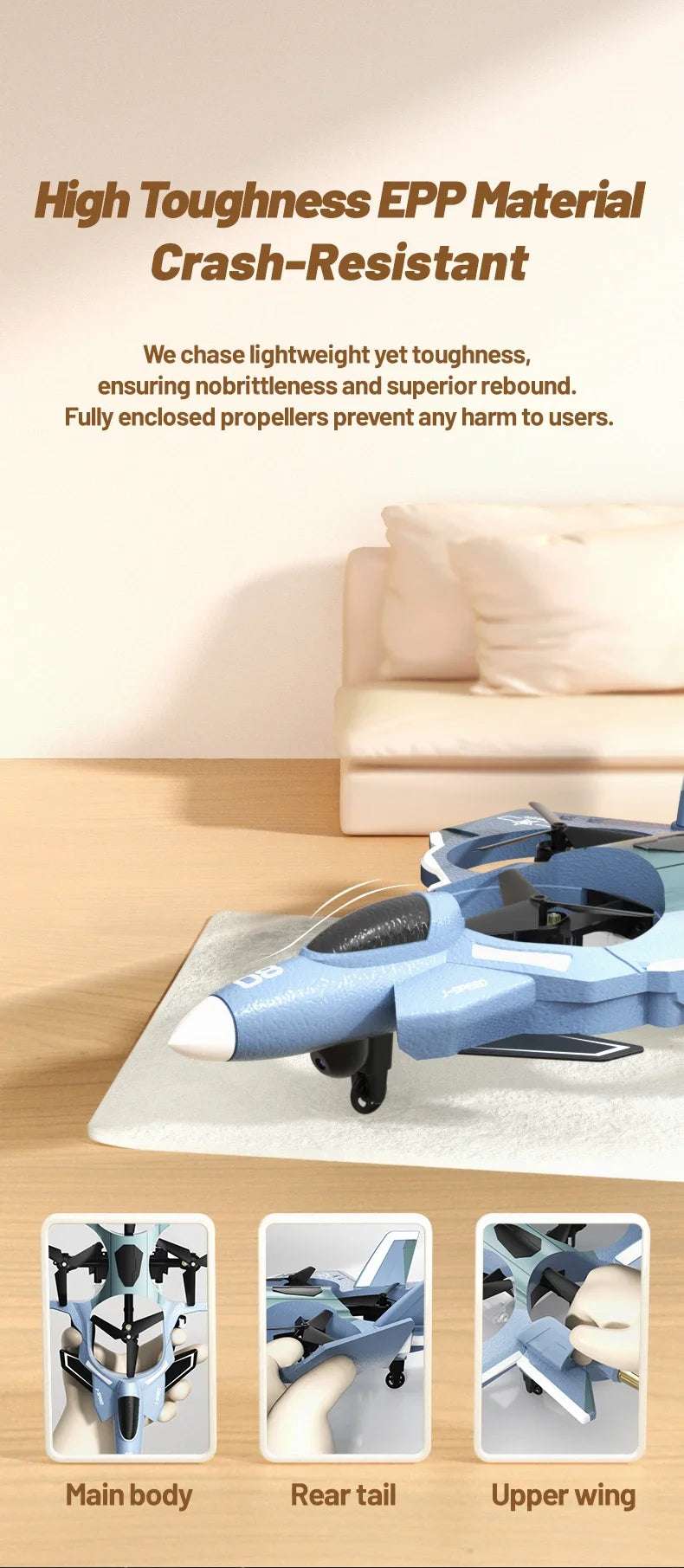 JJRC Dron With Camera Glide Take Off EVA Fighter WIFI Picture Transmission 8K Aerial Foam Remote Control Aircraft Toy Gifts - Mountain ship