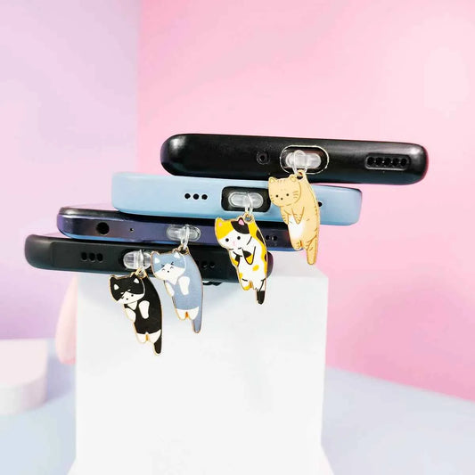A cat phone dust plug suitable for iPhone for Samsung Type-C interface dust plug phone suspension accessories cute cat - Mountain ship