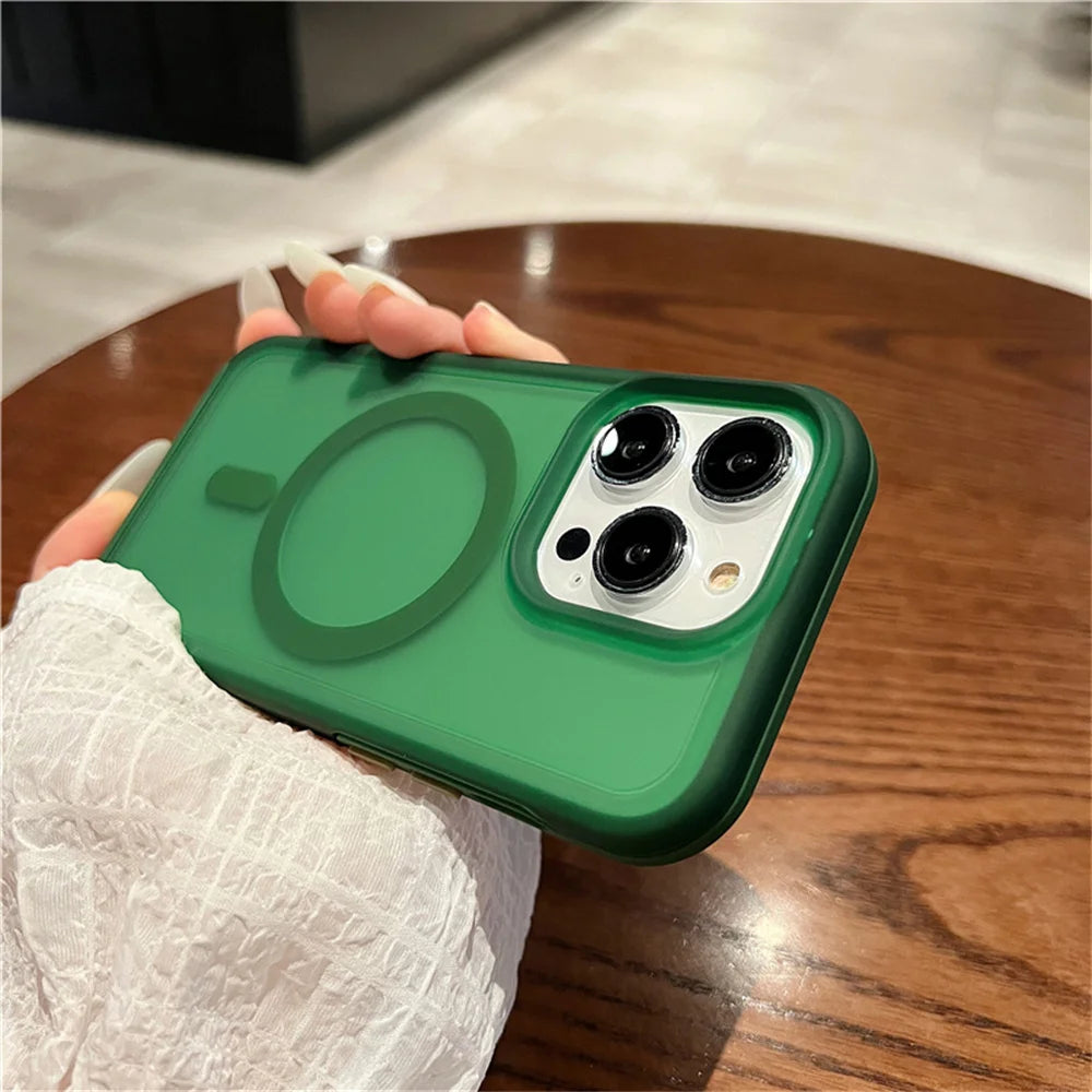 Magnetic For Magsafe Wireless Charging Case For iPhone 16 15 11 12 13 14 Pro Max XR XS 7 8 Plus SE Solid Color Shockproof Cover - Mountain ship