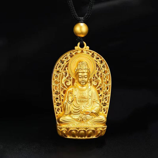 24K Gold 999 Pure Gold Guanyin Bodhisattva Pendant, Unisex Design for Peace  Style, Exquisite Craftsmanship - Mountain ship