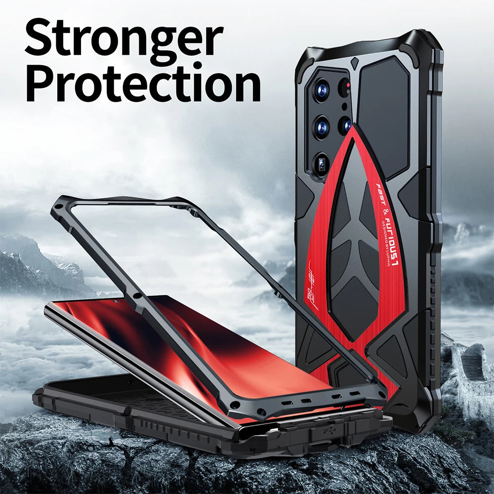 Luphie Metal Full Protect Armor Case For Samsung Galaxy S25 Ultra Phone Cover S24 23 S22Ultra S25 S24 Plus 5G Shockproof Fundas - Mountain ship
