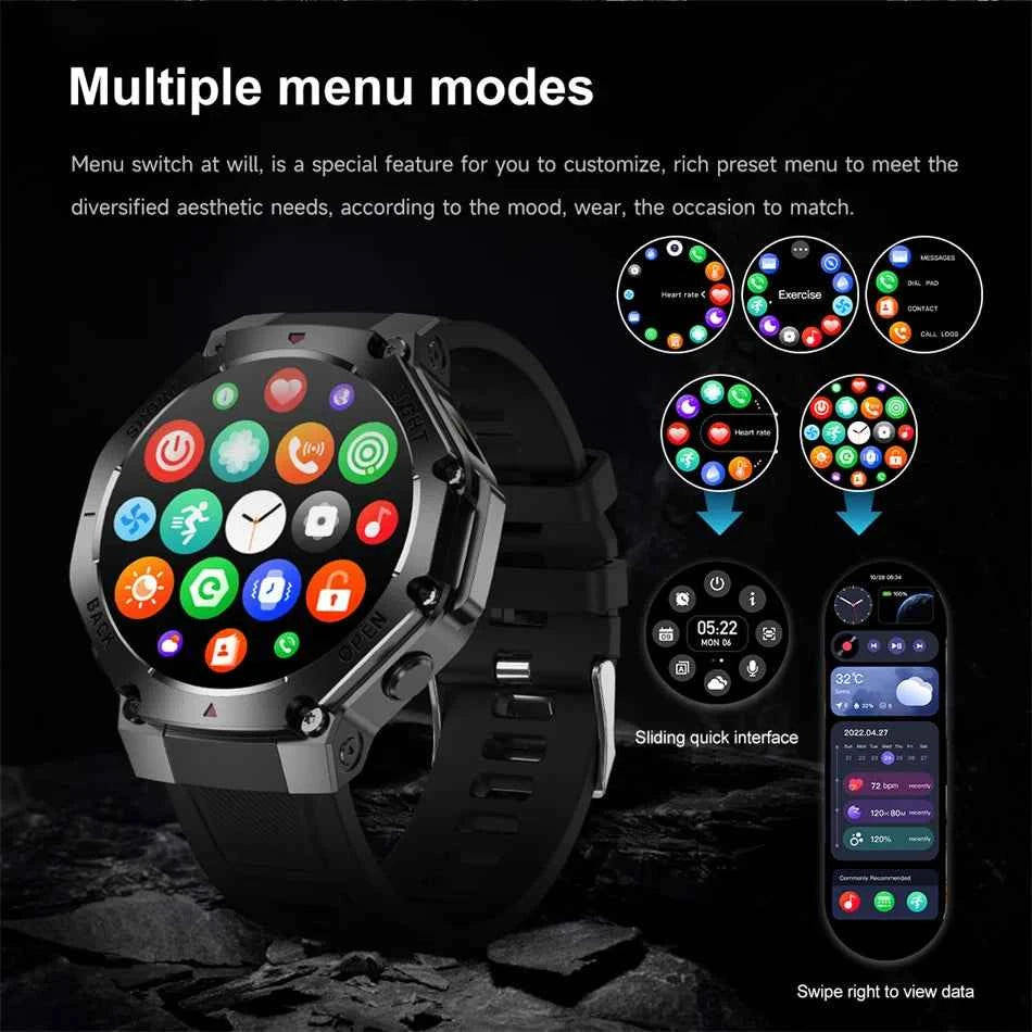 2025 New LED Smart Watch Men's HD AMOLED Bluetooth Call Waterproof Smartwatch Heart Rate Monitoring Women's Health Smart Watches - Mountain ship