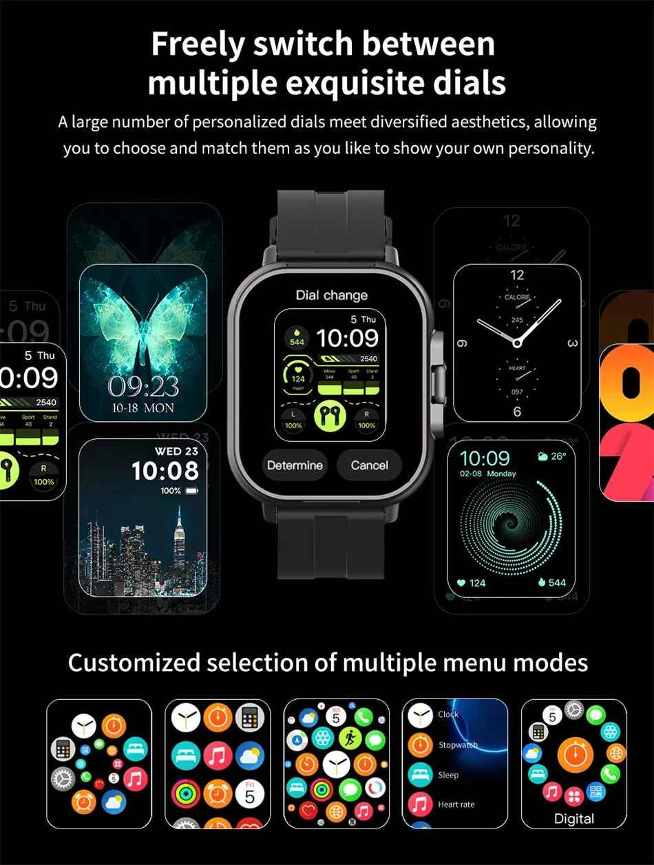 2024 Smart Watch 2 in 1 With Earphone Smartwatch Bluetooth Call Men Watch GPS Track Heart Rate Monitor Play Music SmartWatch - Mountain ship